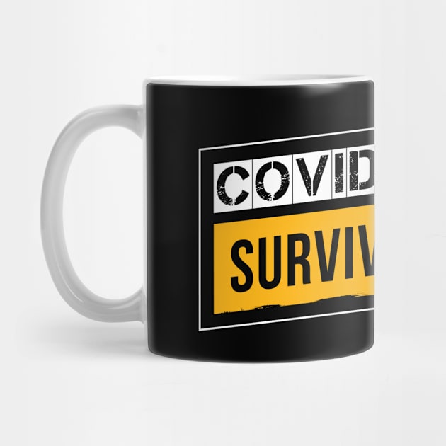 Coronavirus Covid-19 Survivor White / Yellow Design T-Shirt by Optimix